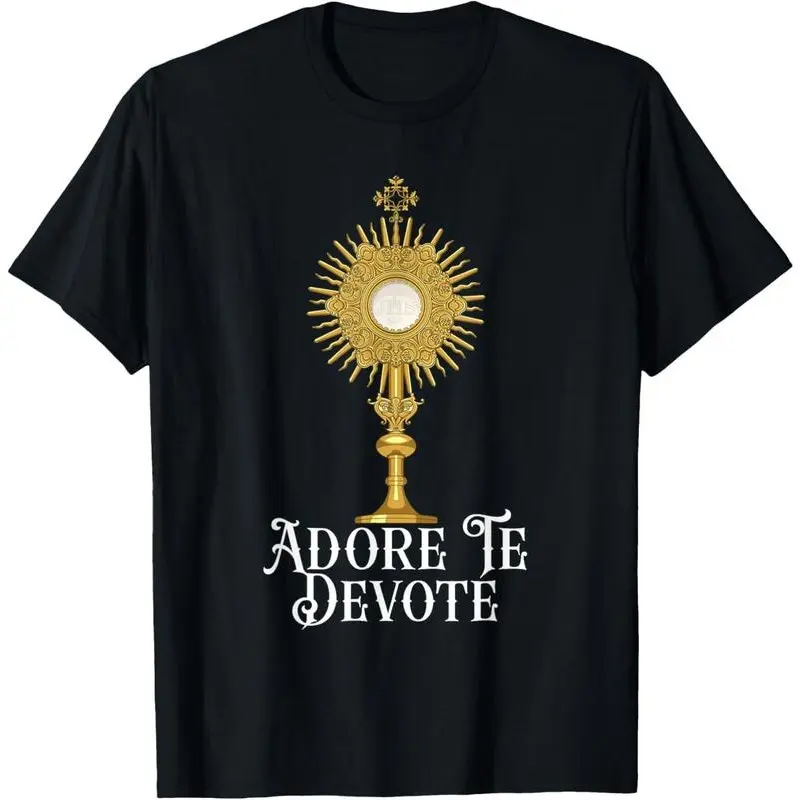 Classic Fit Men's T-Shirt with Catholic Latin Mass Graphic Prints, 100% Soft Cotton Short Sleeve Crewneck for Casual Wear, Stylish, Round Neck, Tops, Garment, Shortsleeve, Menswear