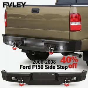 FVLEY F150 Rear Back Bumper with Lights for 2006-2008 Ford , 2006 2007 2008 Ford F150  Truck Steel Rear Bumper w/LED Lights, D-rings, Truck Stuff, Stuff For Truck Vehicle Replacement