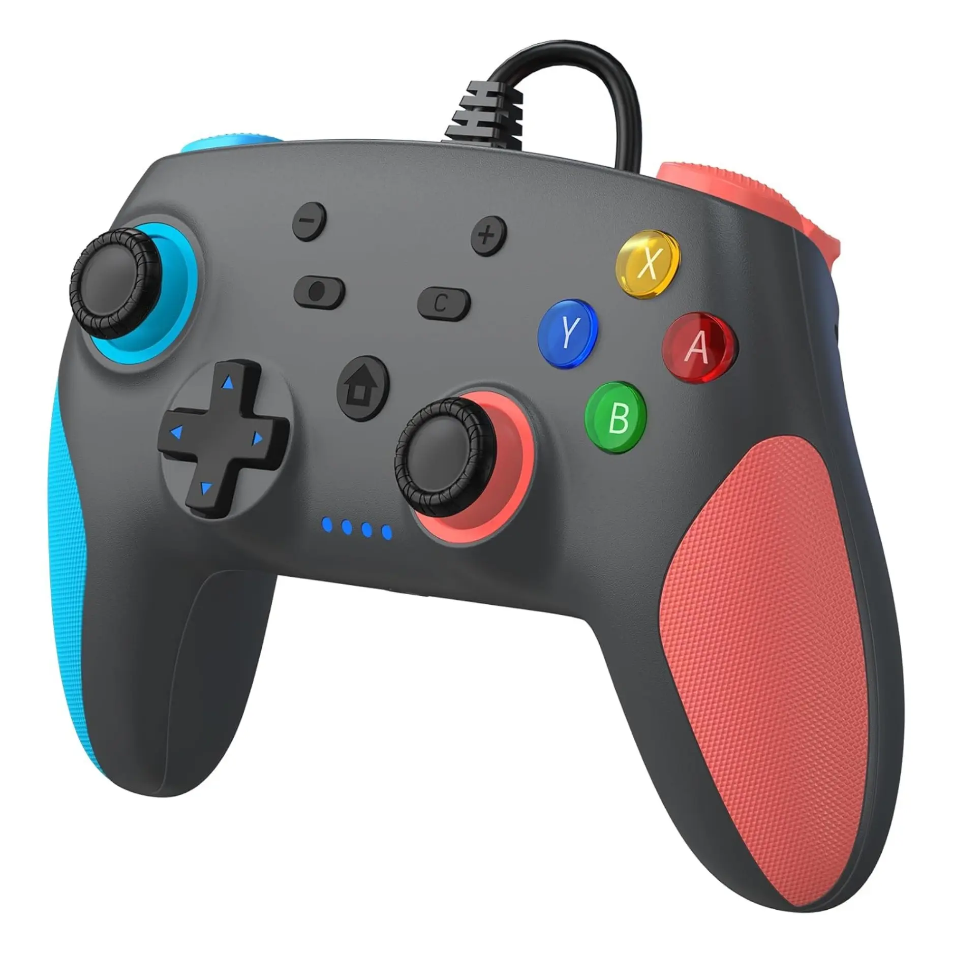 Wired Pro Controller for Switch 2/1/PC with Hall Effect Joysticks, Motion Gyro Control, 2 Remappable Back Buttons, 3.5mm Audio Jack, Dual Vibration, Cool RGB Light Gaming Controller (Black)