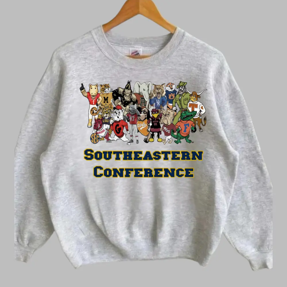 Retro SEC Mascots Crewneck, Vintage 90s SEC Mascots Sweatshirt, Football game Day, Vintage College Football Shirt, Gift For Her, Gift For Him, Crewneck TShirt, Trending Shirt