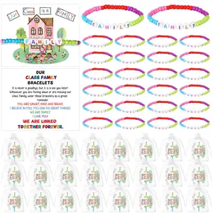 24/48 Sets Back to School Gifts Bracelets for Student, Welcome Favors Friendship Bracelets Bulk First Day of School Party Goodie Bags Fillers with Cards for Kids Kindergarten Elementary Primary School, Classroom Rewards, 100th Day of Class 2026 Keepsakes