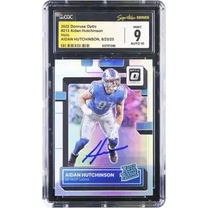 Aidan Hutchinson Detroit Lions Autographed 2022 Panini Donruss Optic Holo #213 CGC Authenticated 9/10 Rookie Card - Fanatics Authentic Certified
