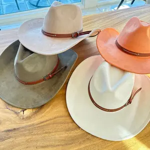 Vegan Suede Cattleman Cowboy Hat for Women | Flat Brim Western Hat | Structured Western Style Hat for Everyday & Festival Wear