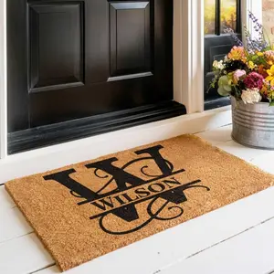 Personalized Doormat with Last Name – Custom Monogram Welcome Mat for Front Door – Housewarming or Wedding Gift for New Homeowners
