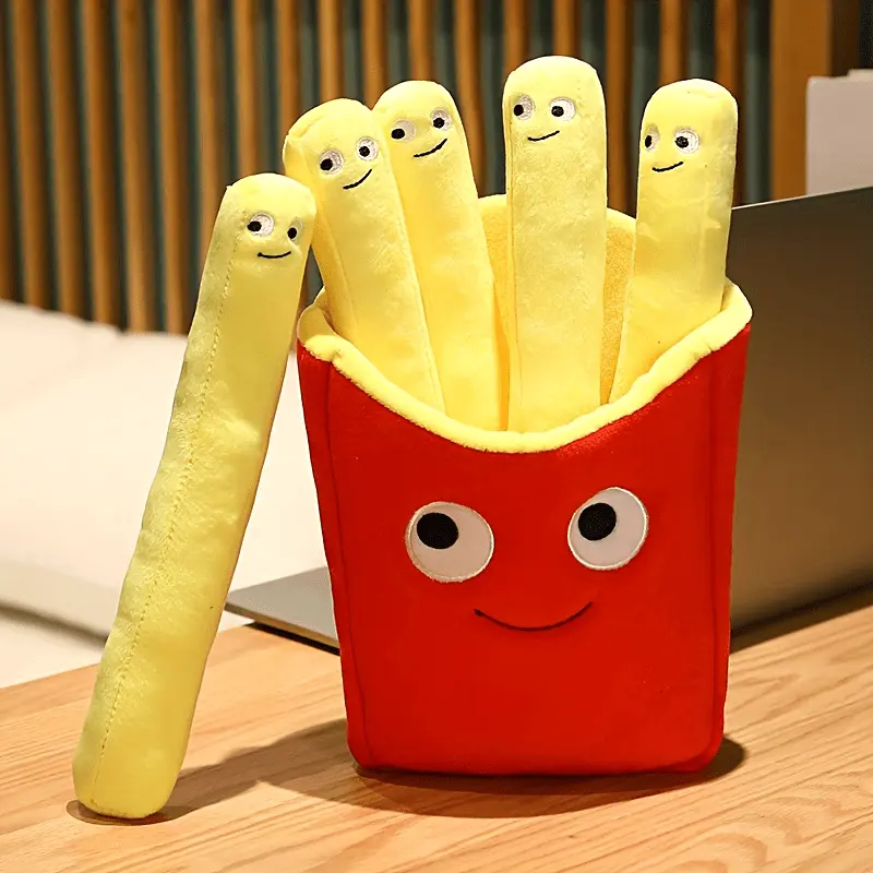 Emotional Support Smile French Fries Plush Stuffed Toy, Plush Sofa Pillow Car Accessories, Children's Pretend Play Accessories Toys Valentine's Day, Easter Gifts Emotional Support Plush Eid Mubarak