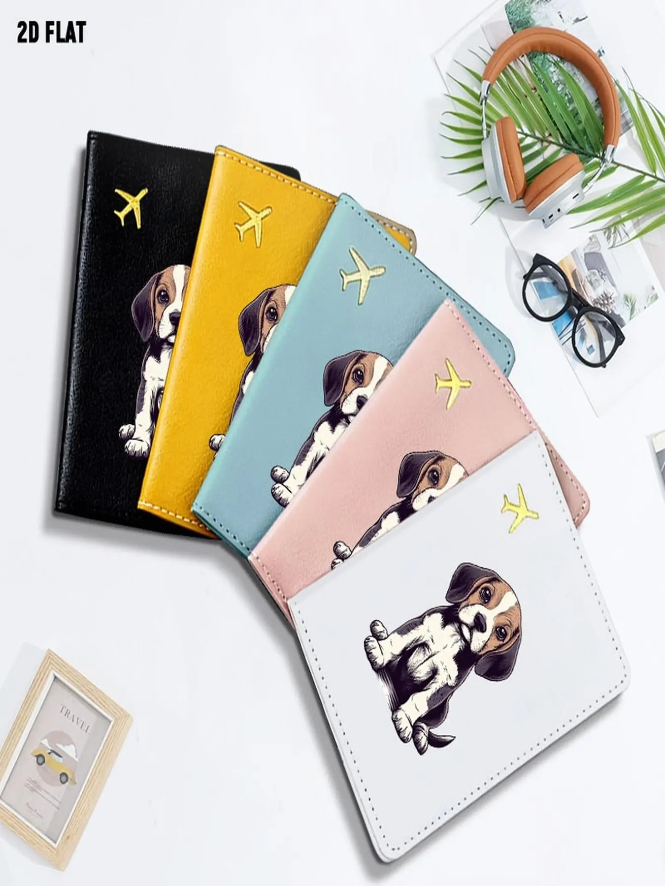 Cartoon Style Beagle Puppy Graphic Print Passport Holder, One Size Fits All, Multiple Specifications Available, Lightweight Travel Document Organizer, Perfect for Daily Travel & International Trips