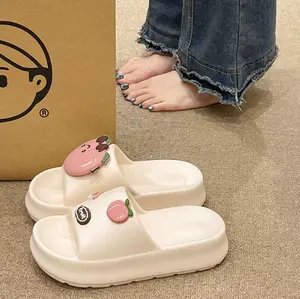 2026 new peach fruit thick soled slippers, watermelon women's home and outdoor anti slip EVA sandals