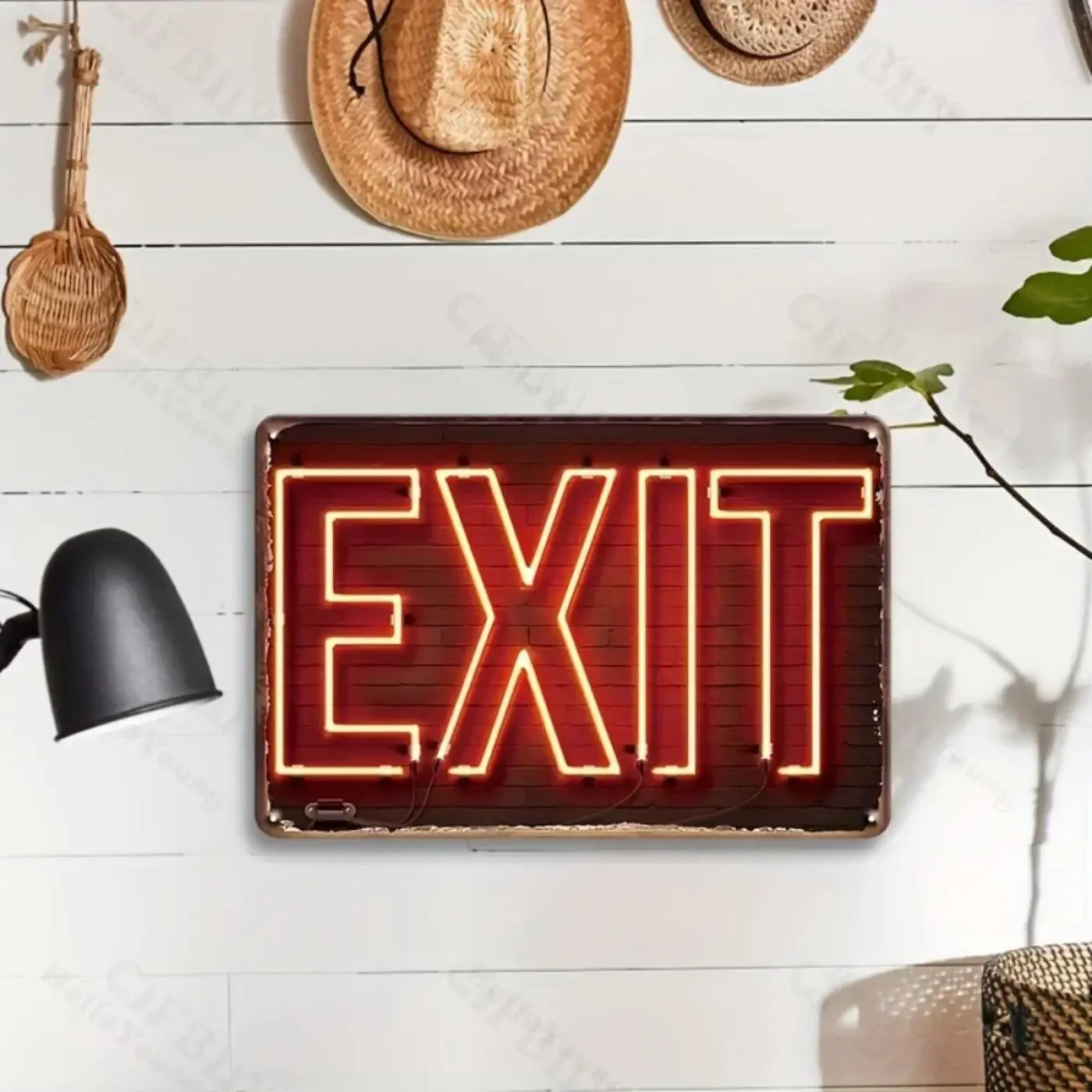 Eye-Catching Quirky Vintage Neon Exit Sign Metal Wall Art - Ideal for Bars, Gardens & Coffee Shops. All-Season Festive Decor for a Retro Vibe!