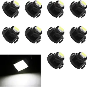 10PCS T4.2 LED Bulb Car Interior Lights, T4 Bulbs Dash Light 12V IP65 3030 SMD Chip Instrument Desk Lamp Indicator Light, 0.39Inch x 0.27Inch Energy-saving Led Panel A/C Car Lantern(White)