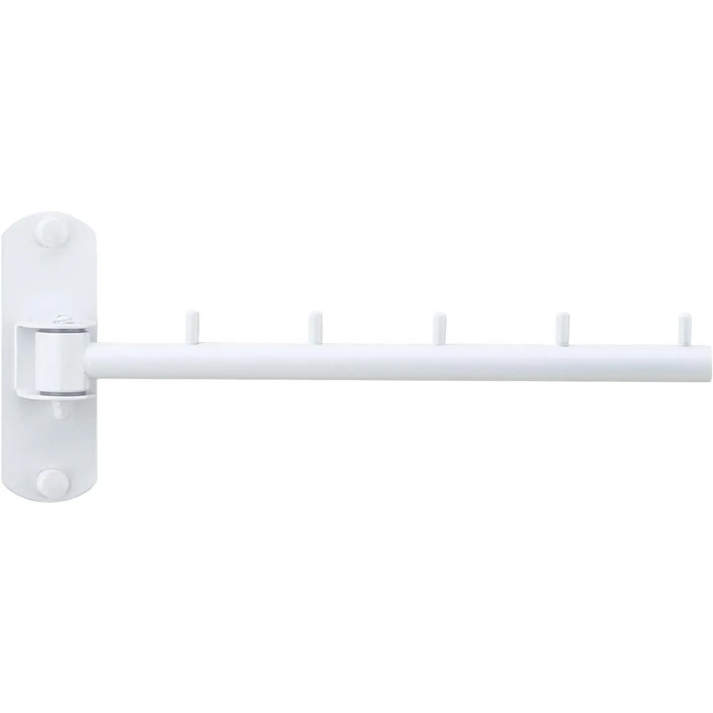 Folding Wall Mounted Clothes Hanger Rack with Swing Arm Stainless Steel Heavy Duty Coat Hook for Bathroom, Bedroom, Laundry Room- White