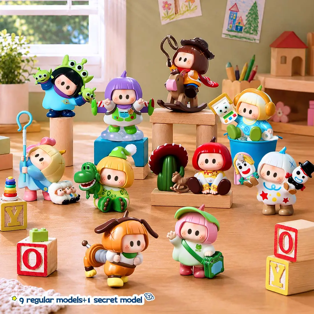 MINISO Toy Story "Grow Up with You" Series 5x YOYO Blind Box - Blind Bag Collectible, Cute Cartoon Figurine, Art Toy, Unisex, Forky Mini Cameo, Buzz Lightyear/Woody/Alien Miniatures, Smooth Matte Finish, Unboxing Item, Birthday Gift, Desktop Figurine, Fig