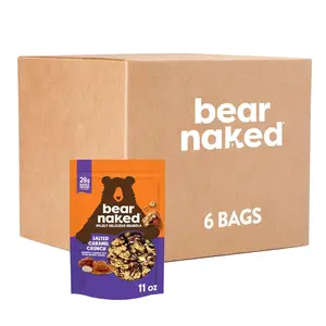 Naked Granola Cereal, Whole Grain Granola, OntheGo Snacks, Salted Caramel Crunch (6 Bags)
