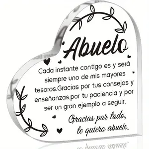 Acrylic Heart Shaped Plaque, Spanish Grandfather Gift, Heartfelt Message Acrylic Ornament, Home Decor for Living Room Bedroom, Gift for Grandfather, Signs