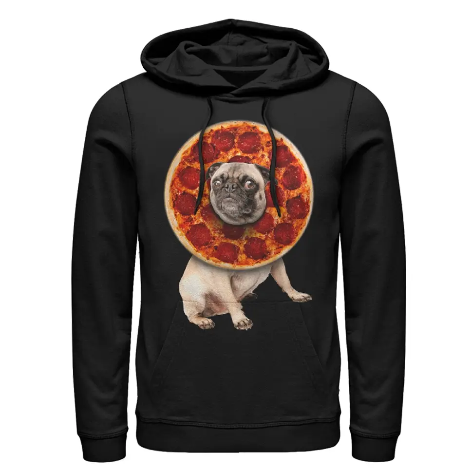 Men's Lost Gods Pepperoni Pizza Pug Pull Over Hoodie
