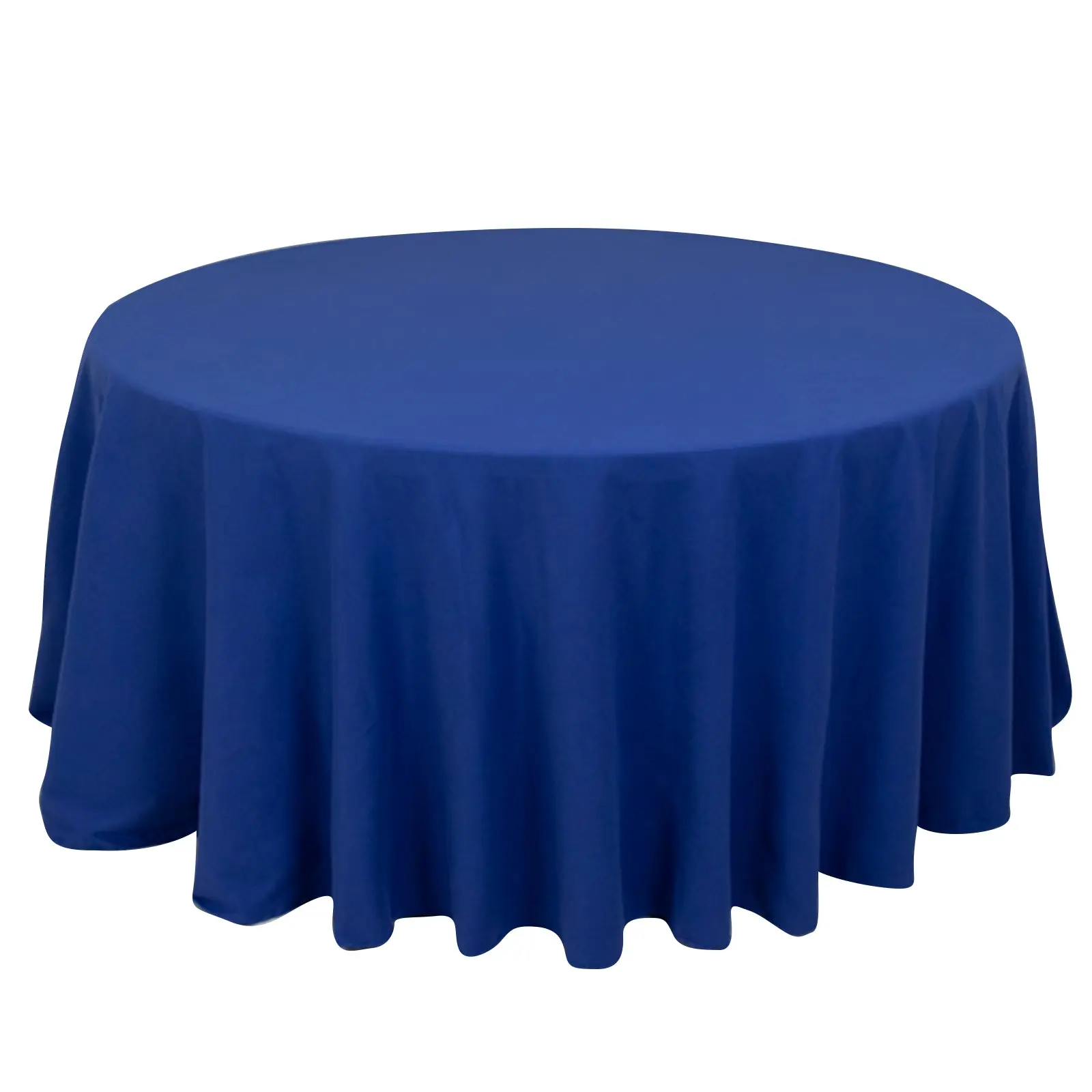 120" Round Cotton Blend Tablecloth - Royal Blue, Seamless, Wrinkle-Free Outdoor Table Cover for Birthday, Hotel Events
