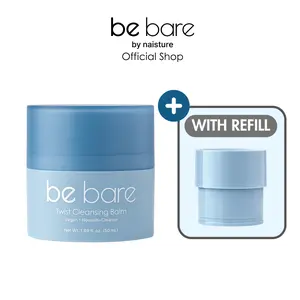 [be bare by Naisture] Double Twist Duo - Twist Cleansing Balm + Refill Pod Bundle | Vegan Nourishing Daily Pore Cleanser Waterproof Make Up Remover Blackhead Whitehead Facial Wash