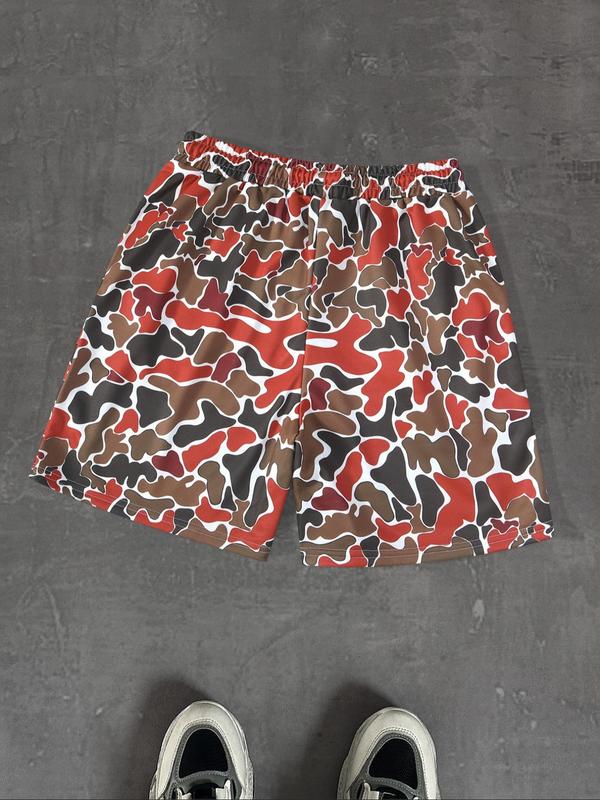 Men's Regular Fit Camo Print Beach Shorts, Casual Fashion Comfy Swim Shorts for Summer, Men's Shorts for Beach Vacation, Camo Swim Trunks