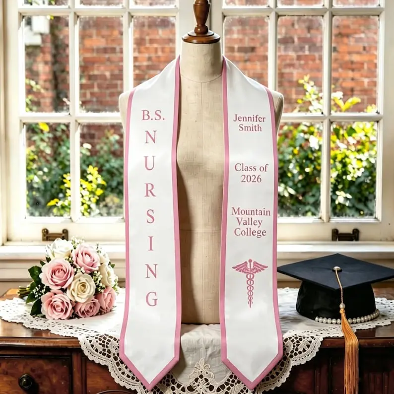 Custom Nursing Graduation Stole, Personalized Print Sash With Name, Grad Gifts