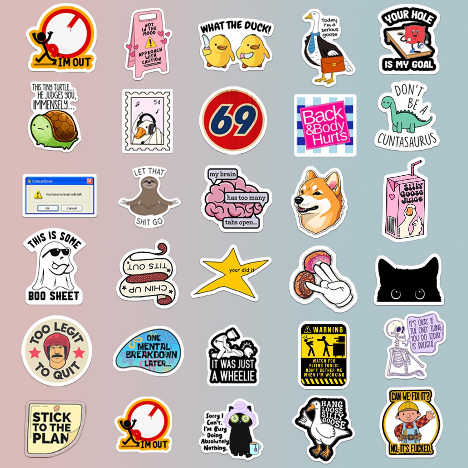 130PCS Meme Funny Saying Sticker Pack Snarky Sarcastic Bold Humor Waterproof Stickers for Laptop iPad Folding Chair