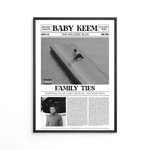 Baby Keem Retro Newspaper Print / Family Ties Poster / Lyrics Print / The Melodic Blue Poster / Music Gift