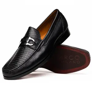 Marco Di Milano Enzo in Black Lizard Loafers