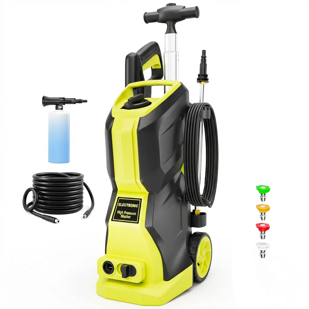 5350PSI MAX 3.1GPM Home Electric Pressure Washer, Portable Power Jet Cleaner Equipped with 25FT Reinforced High Pressure Hose, Full Nozzle Set, Foam Cannon and Soap Tank for driveway, fence, car wash, home, outdoor, sidewalk, window, porch