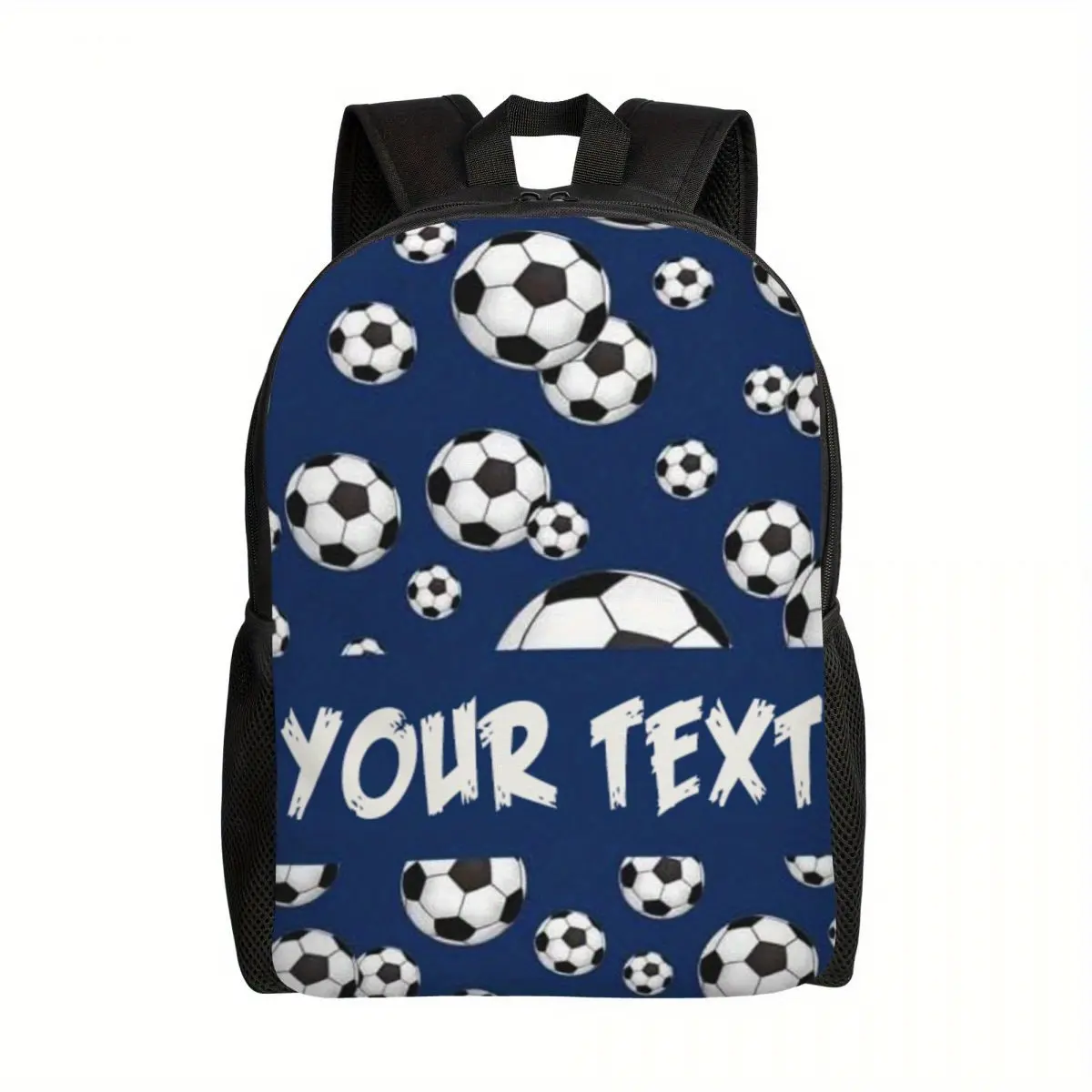 Customized cartoon football backpack, personalized large capacity casual backpack, can print personal photos, travel laptop bag design pattern, unique backpack for both men and women