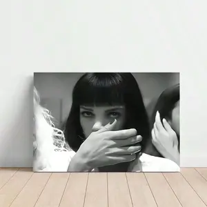 1Pc  Canvas Poster Print Intriguing Noir-Style Art Woman With A Bob Cut And A Hidden Expression Wall Art Decor, Perfect For Room Decor Living Room Bedroom Office Kitchen Bathroom Home Decor, Ideal Home Wall Decoration Gift, 2D Flat