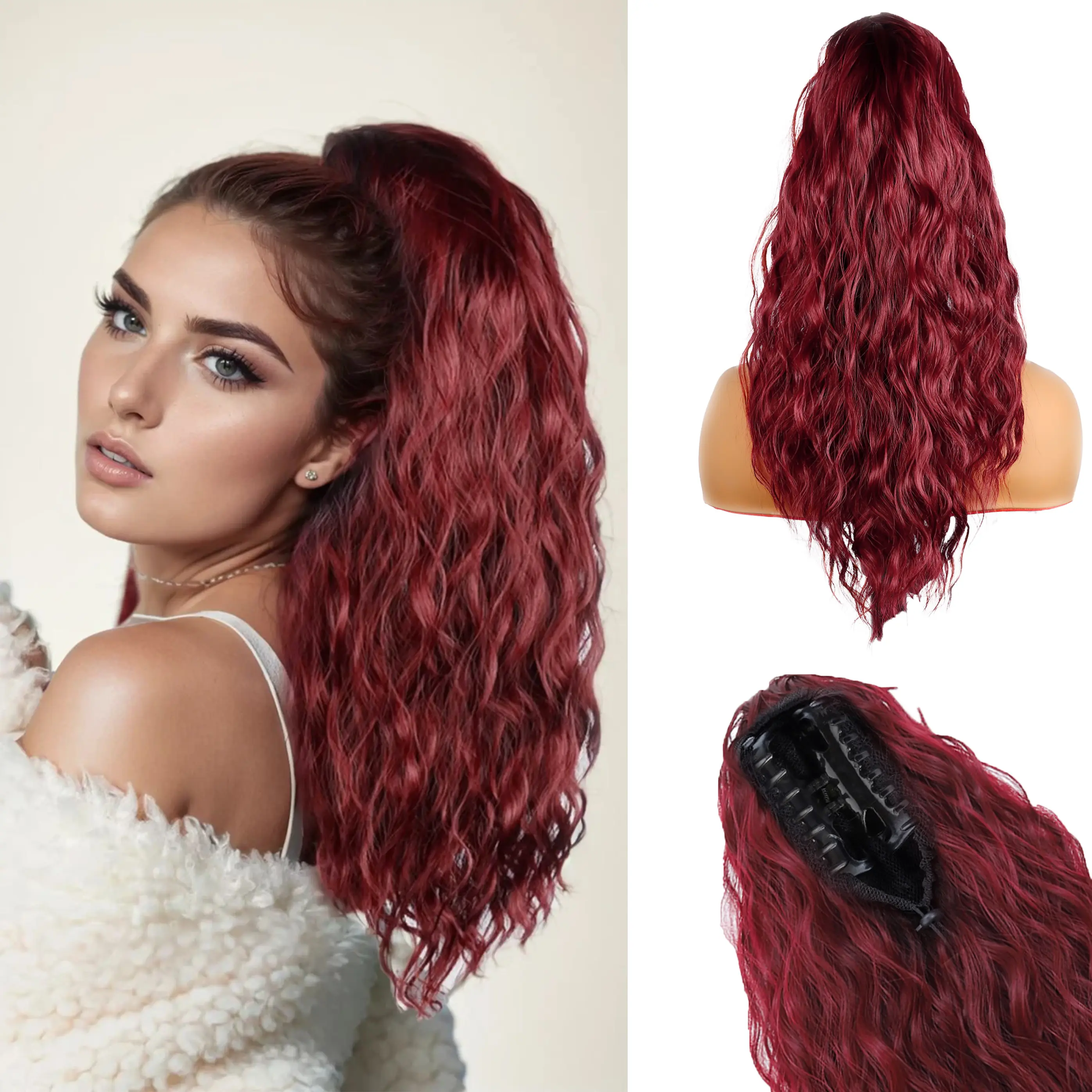 TwiceBeauty 18-in Synthetic Soft Curly Claw Clip Ponytail Extension, Curly Clip Ins for Women's Daily Fashion Hair Accessories