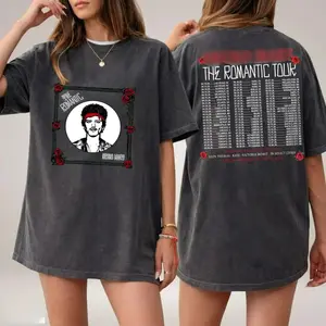 Bruno Romantic Tour Shirt, The Hooligans Vintage Concert Tee with Retro Rose Frame Graphic and World Tour Dates Back Print, Gift for Music Lovers