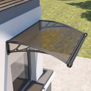 Outdoor Door Awning Polycarbonate Canopy with Drainage, Front Door Window Awning Cover, UV Rain Snow Protection, Patio Porch Entrance Exterior Canopy