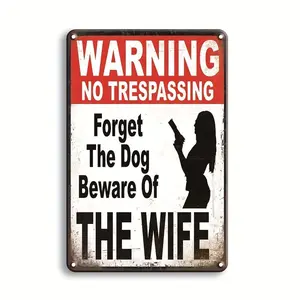 Warning No Trespassing Sign, 1 Count Rustproof Metal Sign, Vintage Indoor And Outdoor Decor, Garage Decor, Man Cave Decor