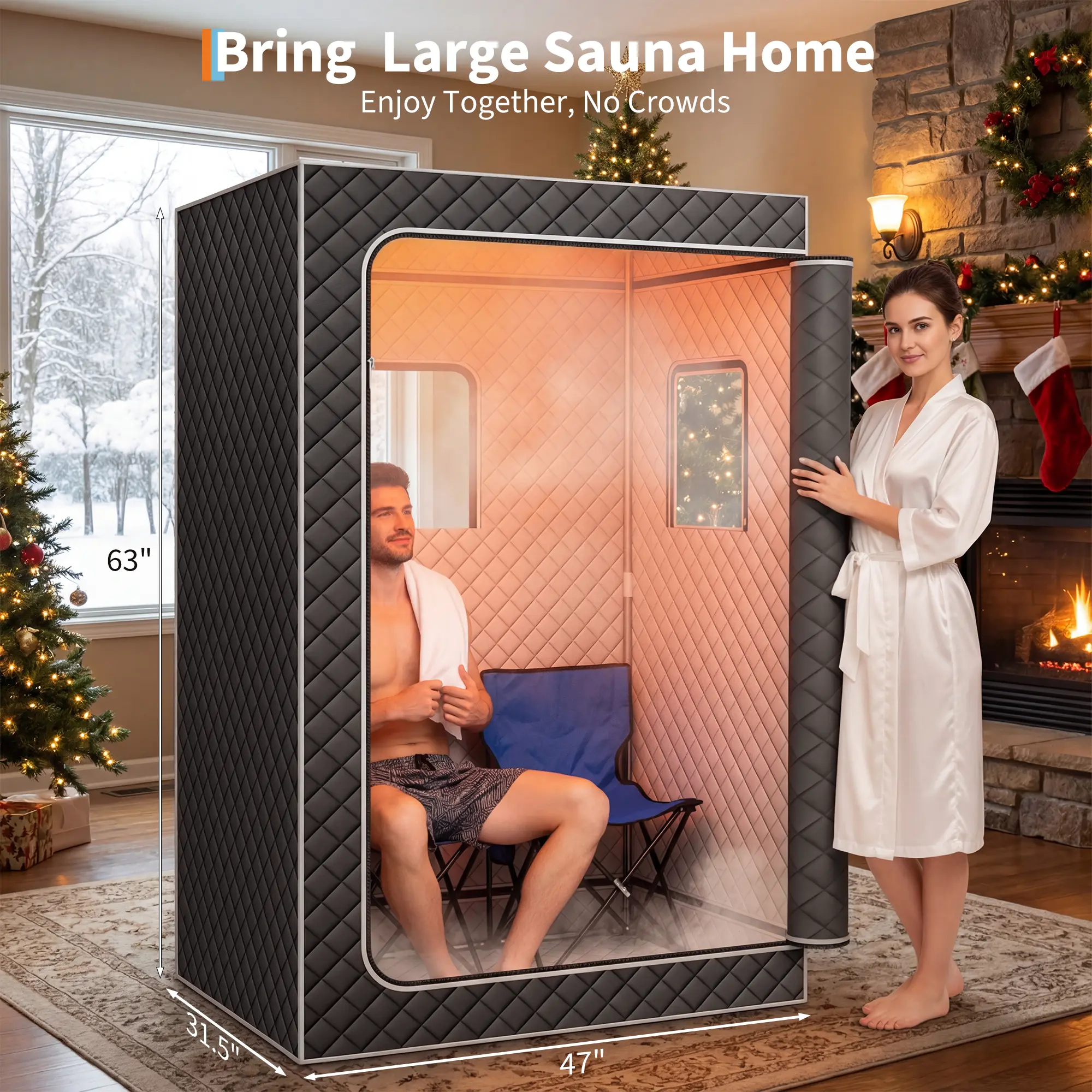 2-Person Portable Steam Sauna-47"x32"x63"