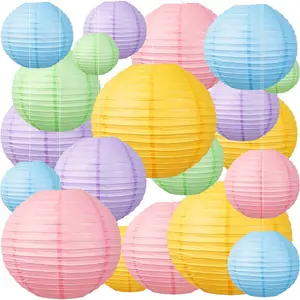 20 Pack Pastel Rainbow Paper Lanterns - Boho Multicolor Hanging Decorations Set for Birthday Wedding Bridal Shower Baby Shower Party Supplies | 6" 8" 10" Mixed Sizes - Home Nursery Classroom Decor