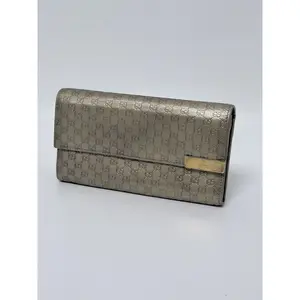 Pre-owned GUCCI Leather Envelope Wallet Microguccissima Patent Dice Continental Long Flap Wallet Bronze JD679GG