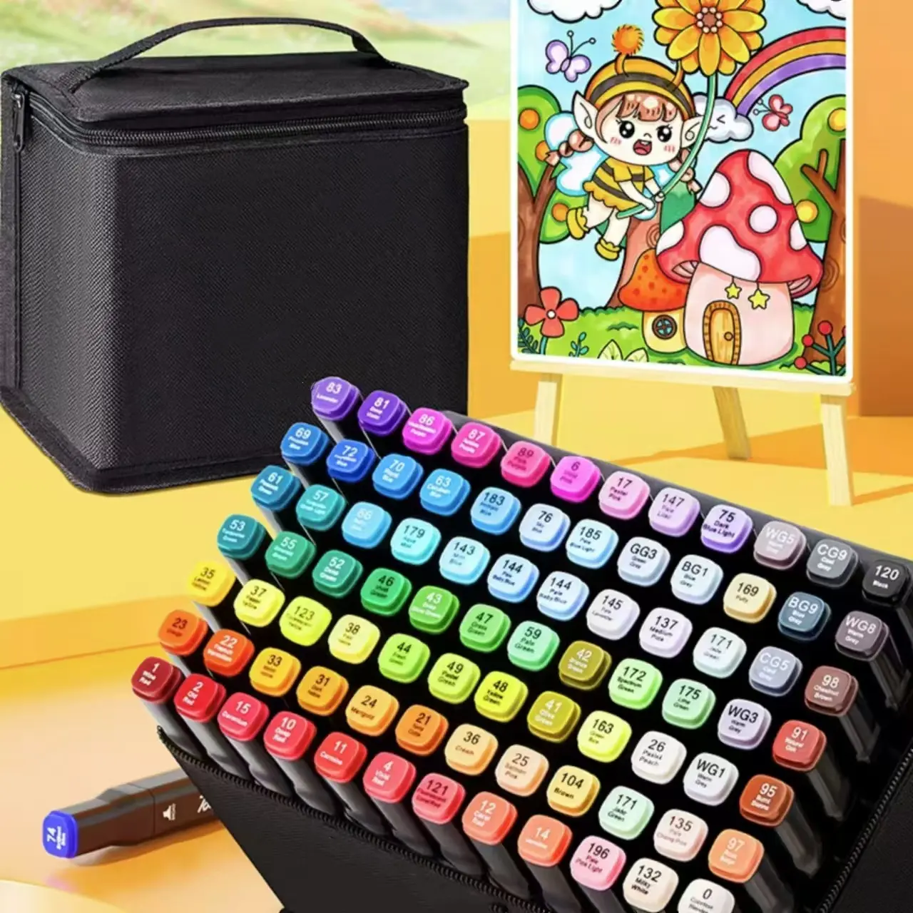 60 color drawing markers, double-ended art markers, sketching and coloring markers for adults, art supplies, suitable for outdoor sketching, calligraphy and painting, card making, fathersdaygifts