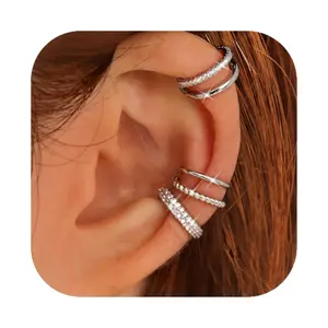 4PCEar Cuffs Non Piercing - 14K Gold Plated Ear Cuff Earrings for Women Ear Cuff for Non Pierced Ears Clip on Cartilage Earring Adjustable Fake Earrings Set Sunshine Vibes Keychain Charm small batch jewelry nice brands unisex retro gift decor custom our a