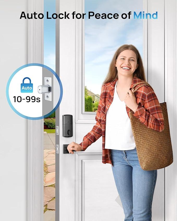 Fingerprint Front Door Lock Set APP Smart Control Keyless Entry with 2 Lever Handles, Auto Lock, Electronic Keypad, and Deadbolt for Home Use