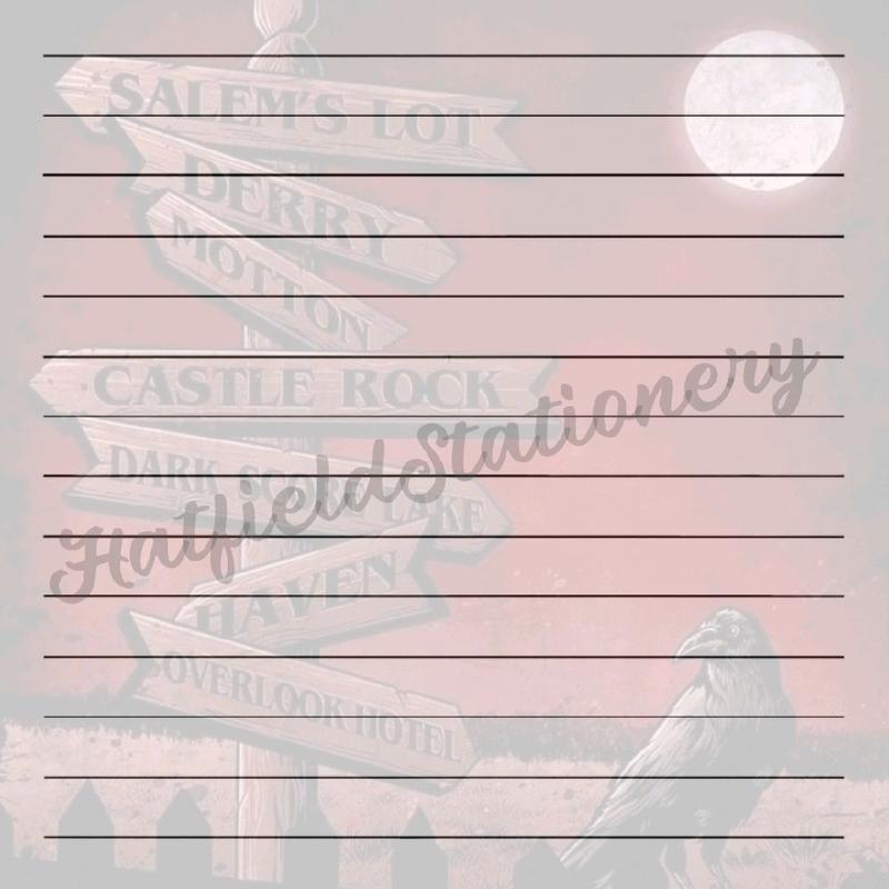 Hatfield Stationery Goth Bird Stationery Paper with Sales Lot Berry Option Castle Rock Dark Haven Design