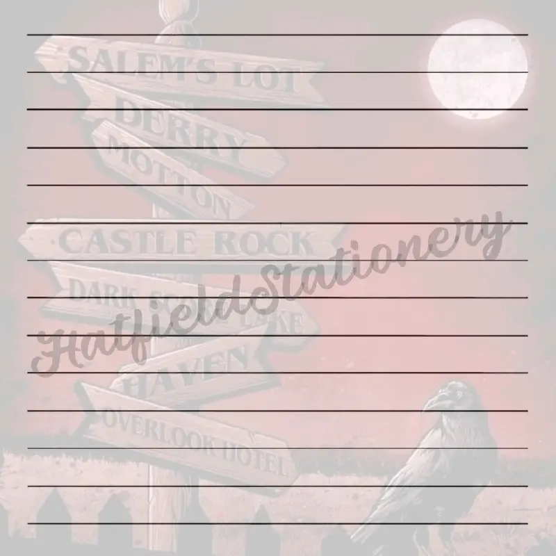 Hatfield Stationery Goth Bird Stationery Paper with Sales Lot Berry Option Castle Rock Dark Haven Design