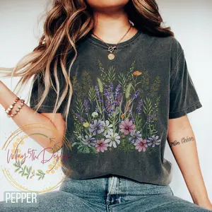 Boho Wildflower Cottagecore Shirt Comfort Colors Pastel Floral Nature Lover Shirt Garden Shirt Floral Shirt Botanical Shirt Flower Tee