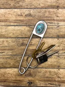 Benny-Jumbo Safety Pin Keychain with Turquoise
