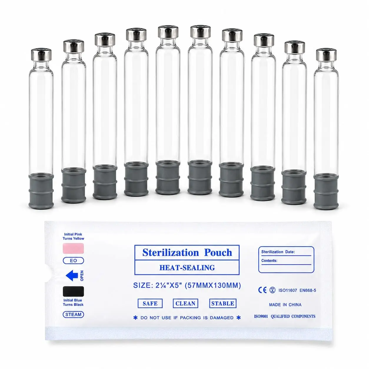 MODTECH 3mL Glass Pen Cartridge 3cc for V1 V2 Research Pens Steam Sterilized CE ISO 11607 Sealed 10 Pack