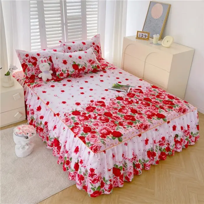 3pcs Floral Lace Style Microfiber Bed Sheet Cover Set - Soft, Durable, Anti-Slip Bedding for All Seasons - Twin/Full/Queen/King Size - Easy Care Machine Washable - Home Decor Essential, Bedsheet Sets, Bedroom Decor