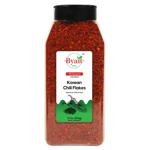 Byait Gochugaru Korean Chili Flakes 16 Oz (1 LB), Medium Hot, 100% Pure Red Chili Pepper Flakes for Authentic Korean Cooking, Kimchi, Chili Oil, and Seasoning