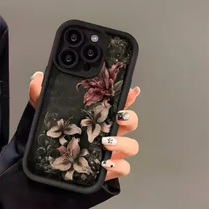 Decadent Lily Pattern TPU Shockproof Stain-Resistant Soft Smartphone Cellphone Case, Protective Cover & Accessory for iPhone 11,12,13,14,15,16,17 (Pro, ProMax, Plus, Air) for Men and Women
