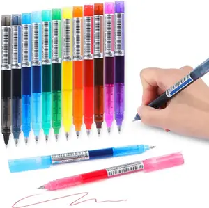 Fine Point Colored Pens 12 Colors 0.5mm Gel Ballpoint Pens Assorted Colors Liquid Ink Pens No Smear Vibrant Colorful Writing for Journaling Note Taking Doodling Coloring Office School Supplies
