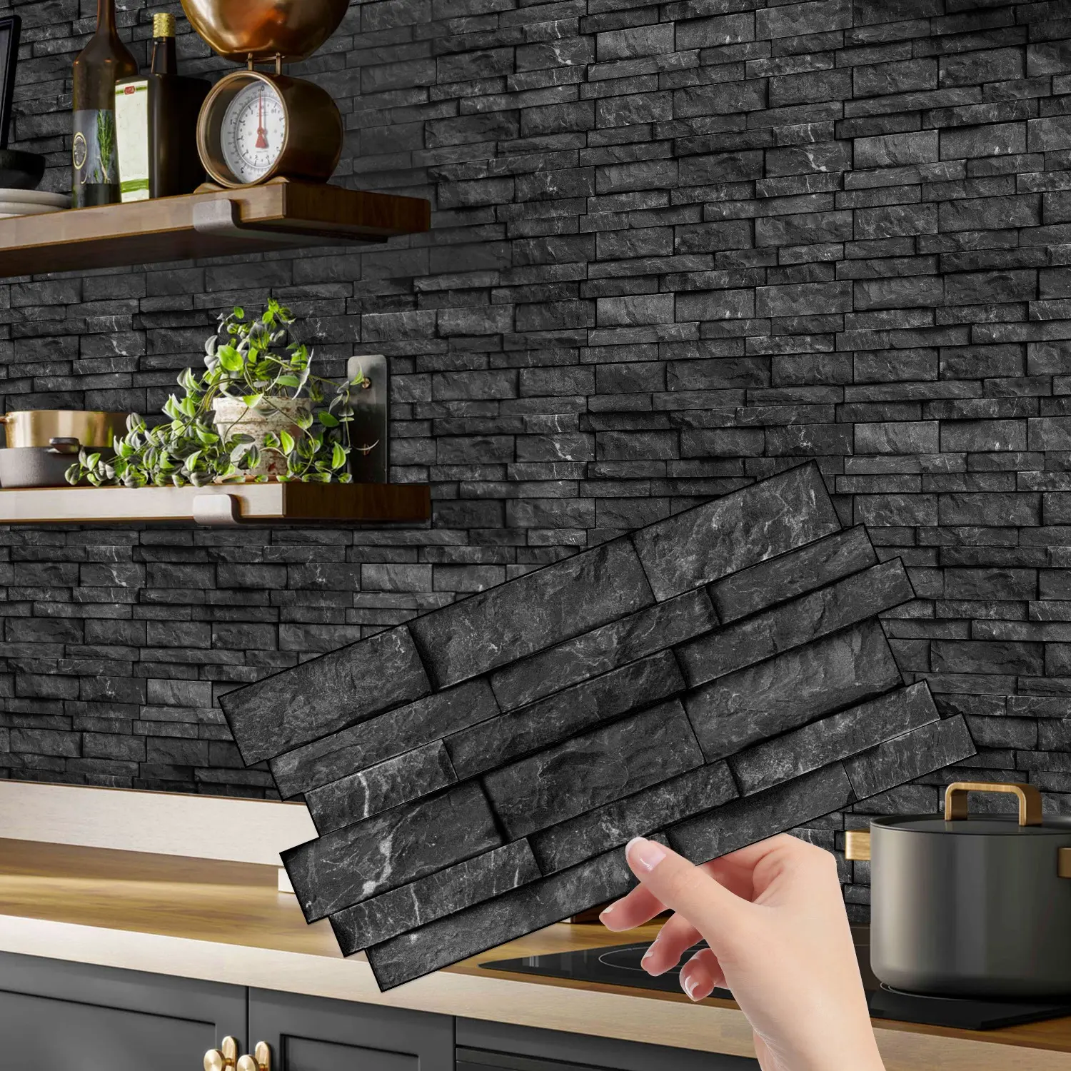 (12/24/48 pieces) Marble-like Shaped Design, Peel and Stick Waterproof Tile Decal, Decorative Wall Sticker, for Kitchen, Bathroom, Bedroom, Living Room Renovation and Remodeling, 12 cm X 24.6 cm