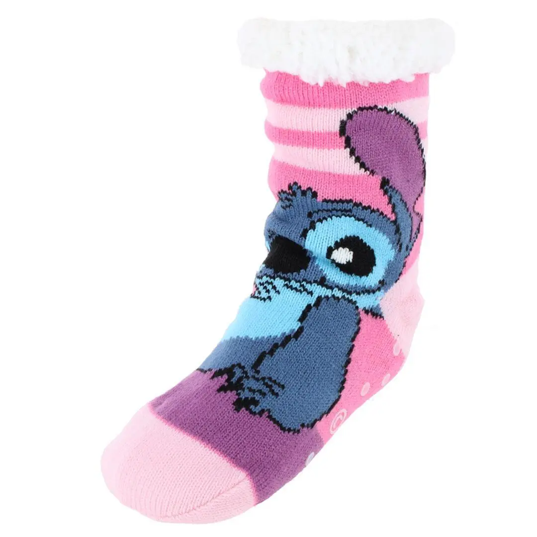 Textiel Trade Girl's Disney Lilo & Stitch Sherpa Lined Slipper Socks, Crew Socks