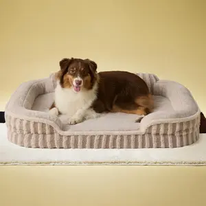 Cute  Beds Large Sized ,   Large Pet Bed with Sides, High  Non-Slip Bottom and Egg-Crate  Pet Couch Sofa with Washab Removab Cover, Hazel